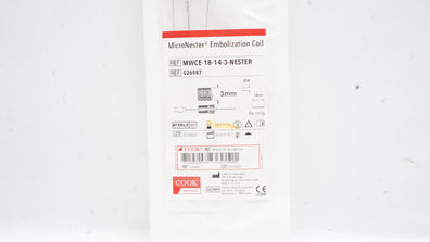 Cook Medical G26987 MicroNester Embolization Coil 3mm x 14cm x .018inch (x)